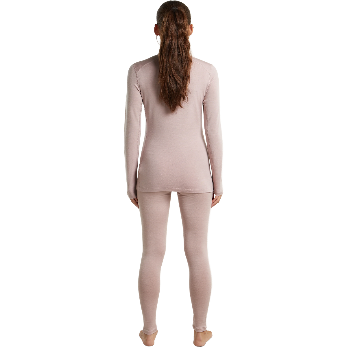 Helly Hansen Women's Merino 260 Oasis Long Sleeve Half Zip in Pink Quartz full back view on model