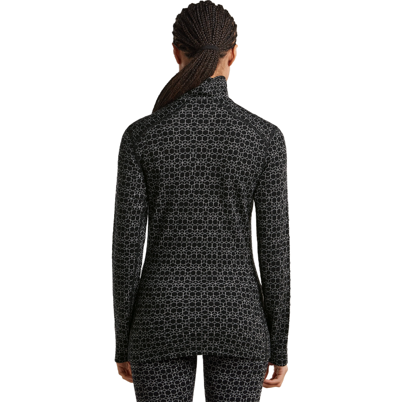 Helly Hansen Women's Merino 260 Oasis Vertex Half Zip in Black Snow back view