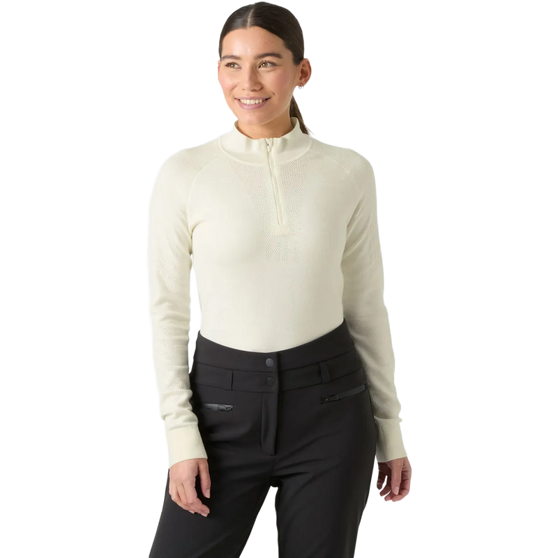 Helly Hansen Women's Lifa Merino Knitevo 1/2 Zip in Snow on model