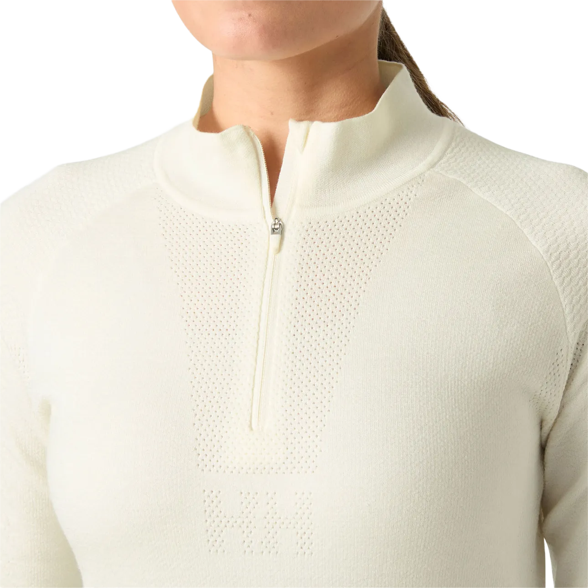 Helly Hansen Women's Lifa Merino Knitevo 1/2 Zip in Snow with Zip detail