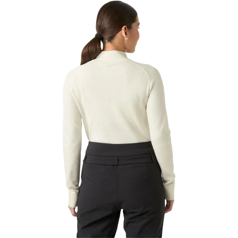 Helly Hansen Women's Lifa Merino Knitevo 1/2 Zip in Snow back view on model
