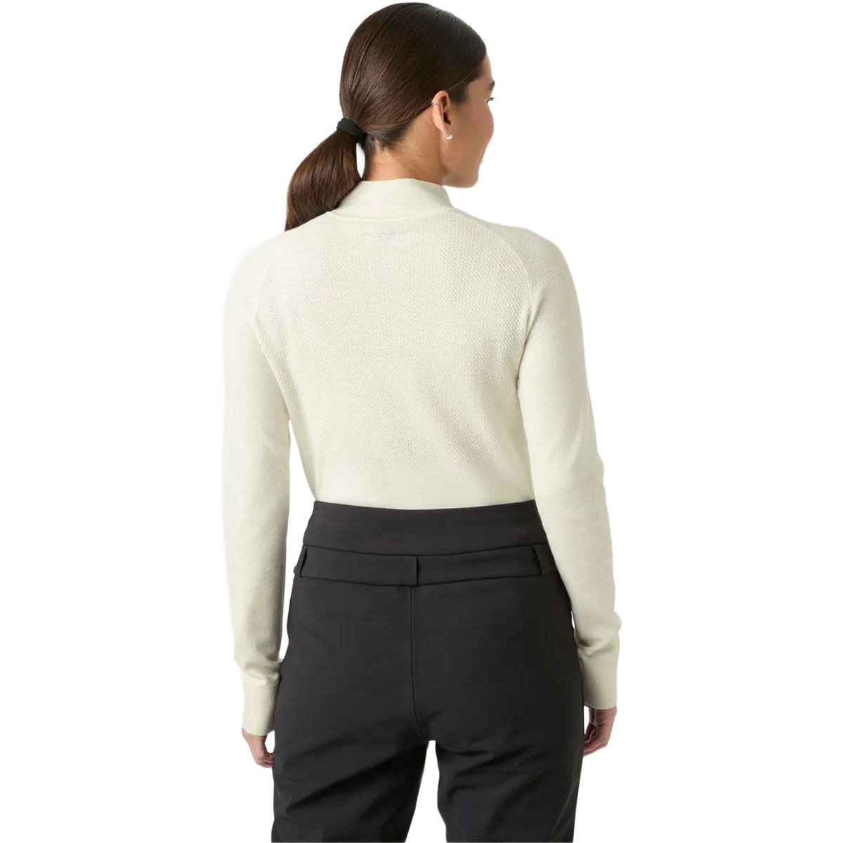 Helly Hansen Women's Lifa Merino Knitevo 1/2 Zip in Snow back view on model
