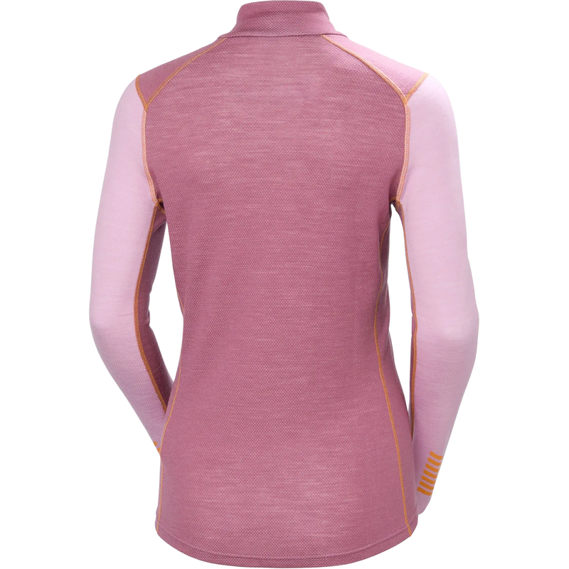 Helly Hansen Women's Lifa Merino Midweight Graphic 1/2 Zip in Cherry Blossom back view detail