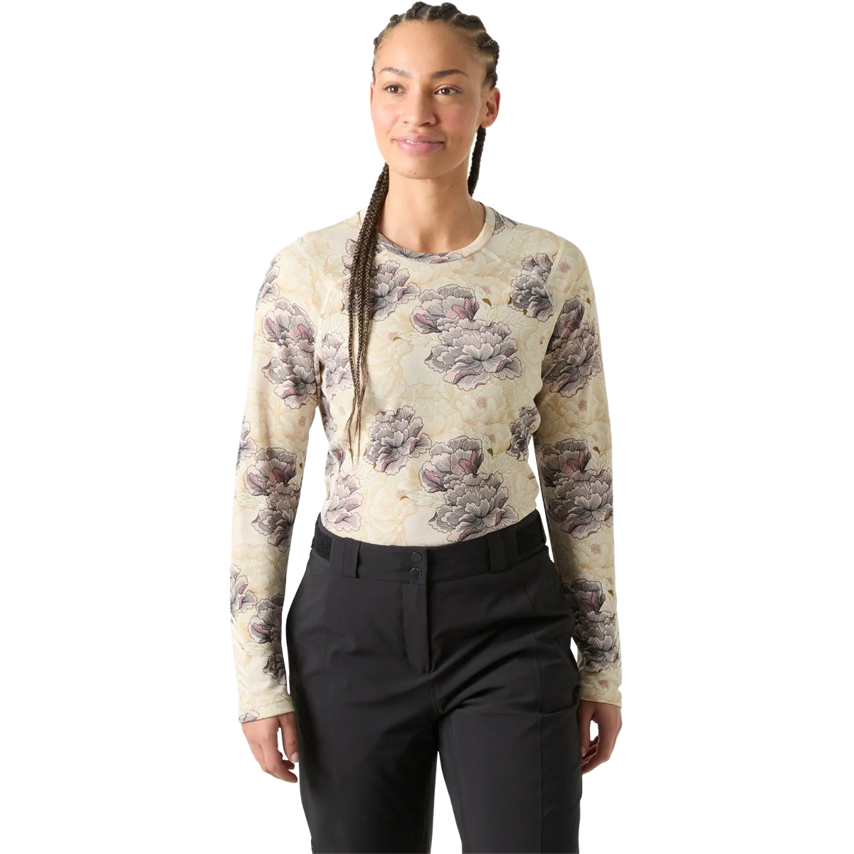 Helly Hansen Women's Lifa Active Crew in Purple Clay Sakura on model