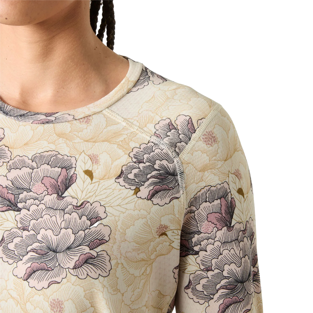 Helly Hansen Women's Lifa Active Crew in Purple Clay Sakura with stitch detail