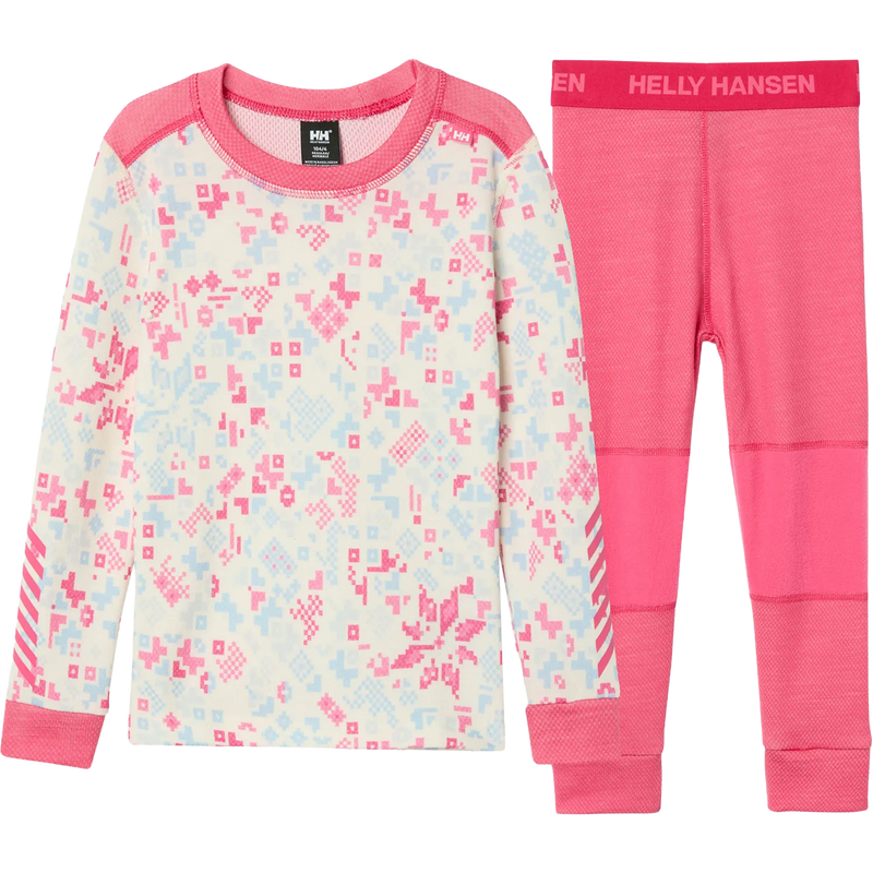 Helly Hansen Youth Graphic Lifa Merino Set in Hot Pink