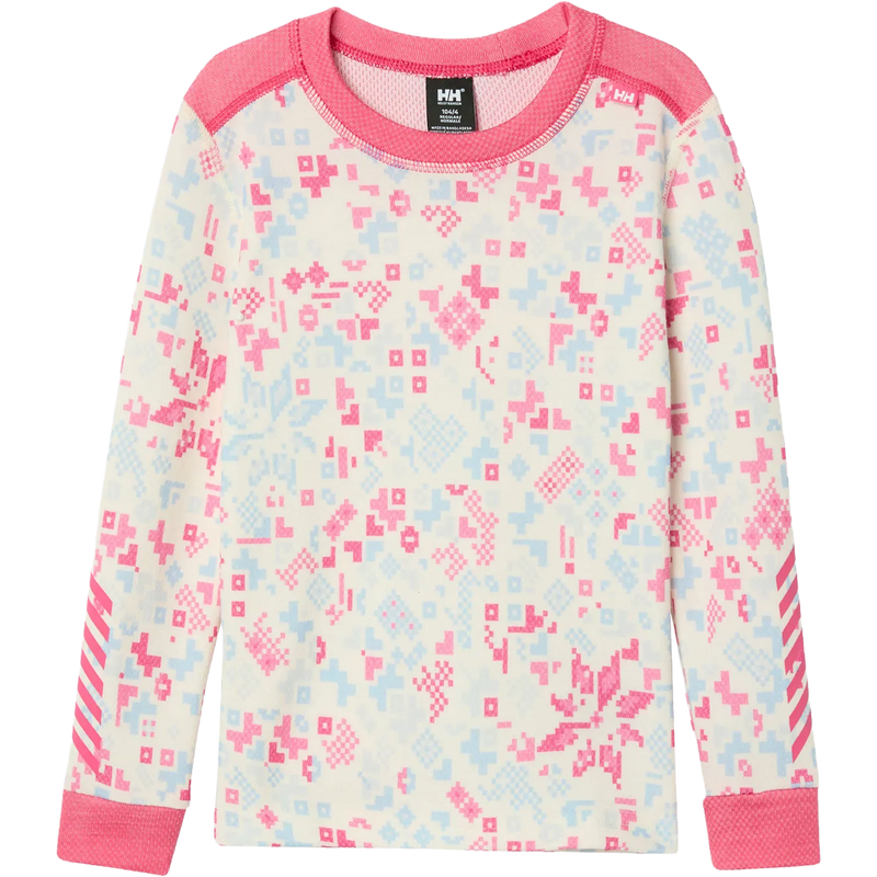 Helly Hansen Youth Graphic Lifa Merino Set in Hot Pink top