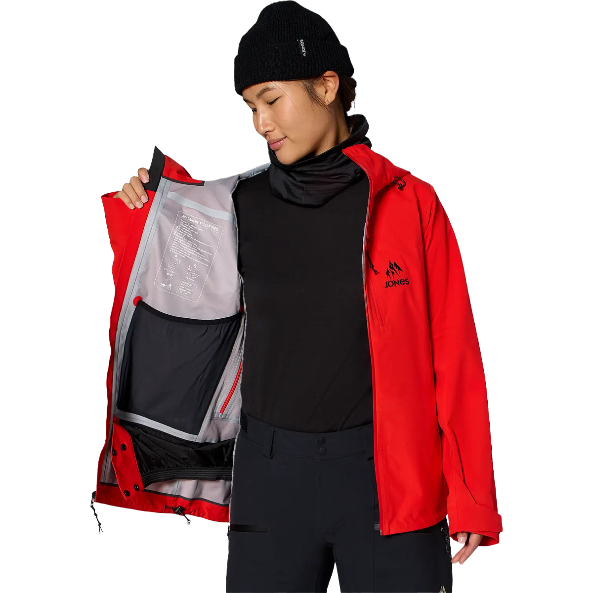Jones Snowboards Women's Further 3L Stretch Jacket internal left pocket