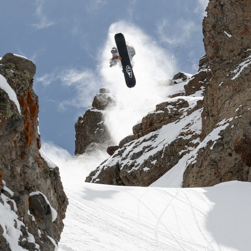 Golden Orca, Lib Tech Golden Orca in air on mountain