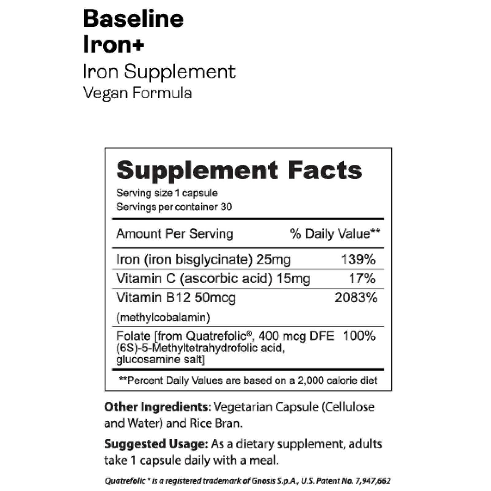 Baseline Iron+ (30 Capsules) alternate view