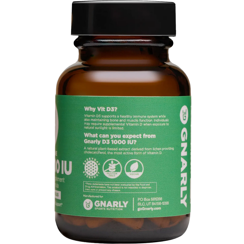 Baseline D3 1000 IU (30 Capsules), Gnarly Sports Nutrition Baseline Vitamin D3 1000 IU (30 Capsules) side
