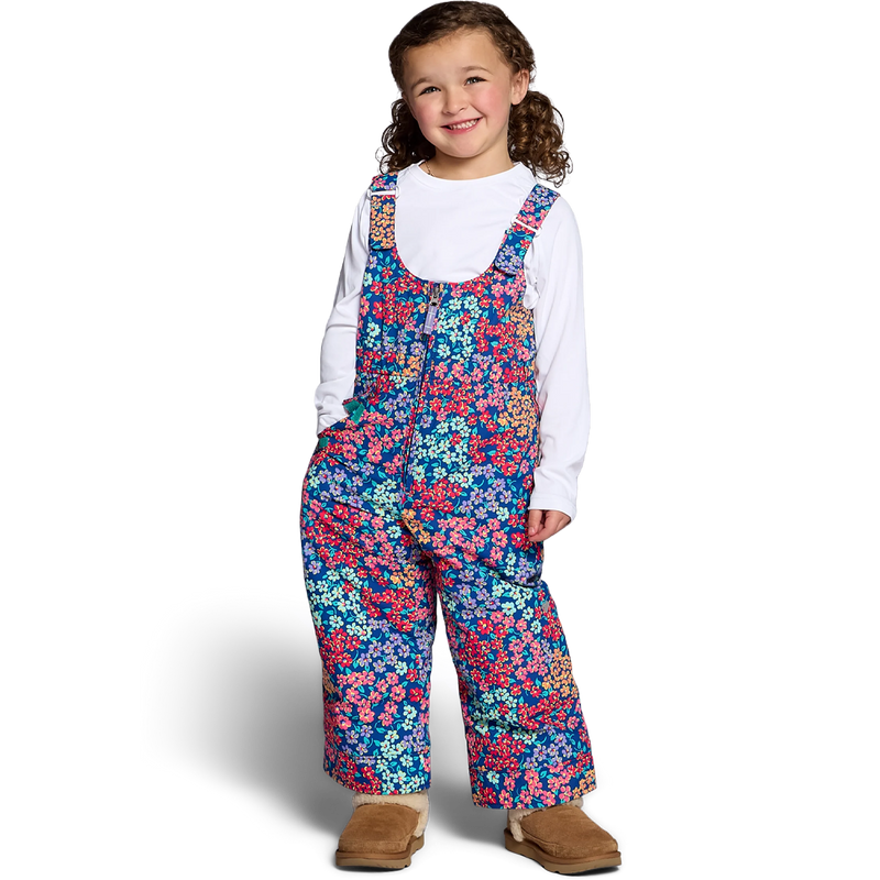 Obermeyer Youth Snoverall Print Bib Pant in Calico Mini on model