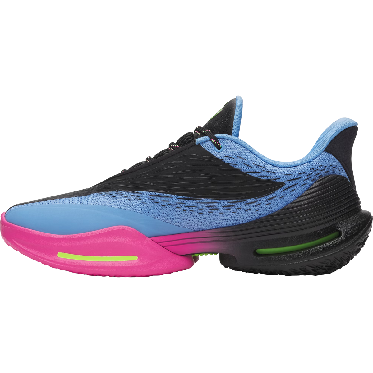 Under Armour D Fox 3 in Black Horizon Blue Hypergreen lateral left facing