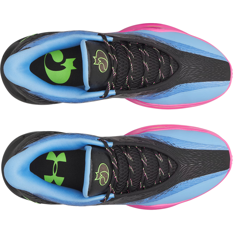Under Armour D Fox 3 in Black Horizon Blue Hypergreen top view
