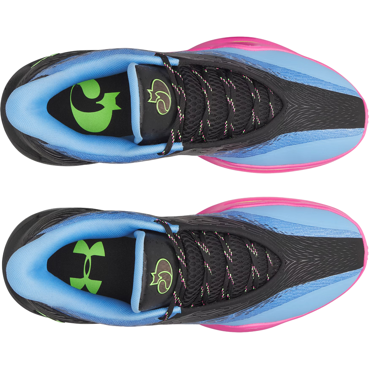 Under Armour D Fox 3 in Black Horizon Blue Hypergreen top view