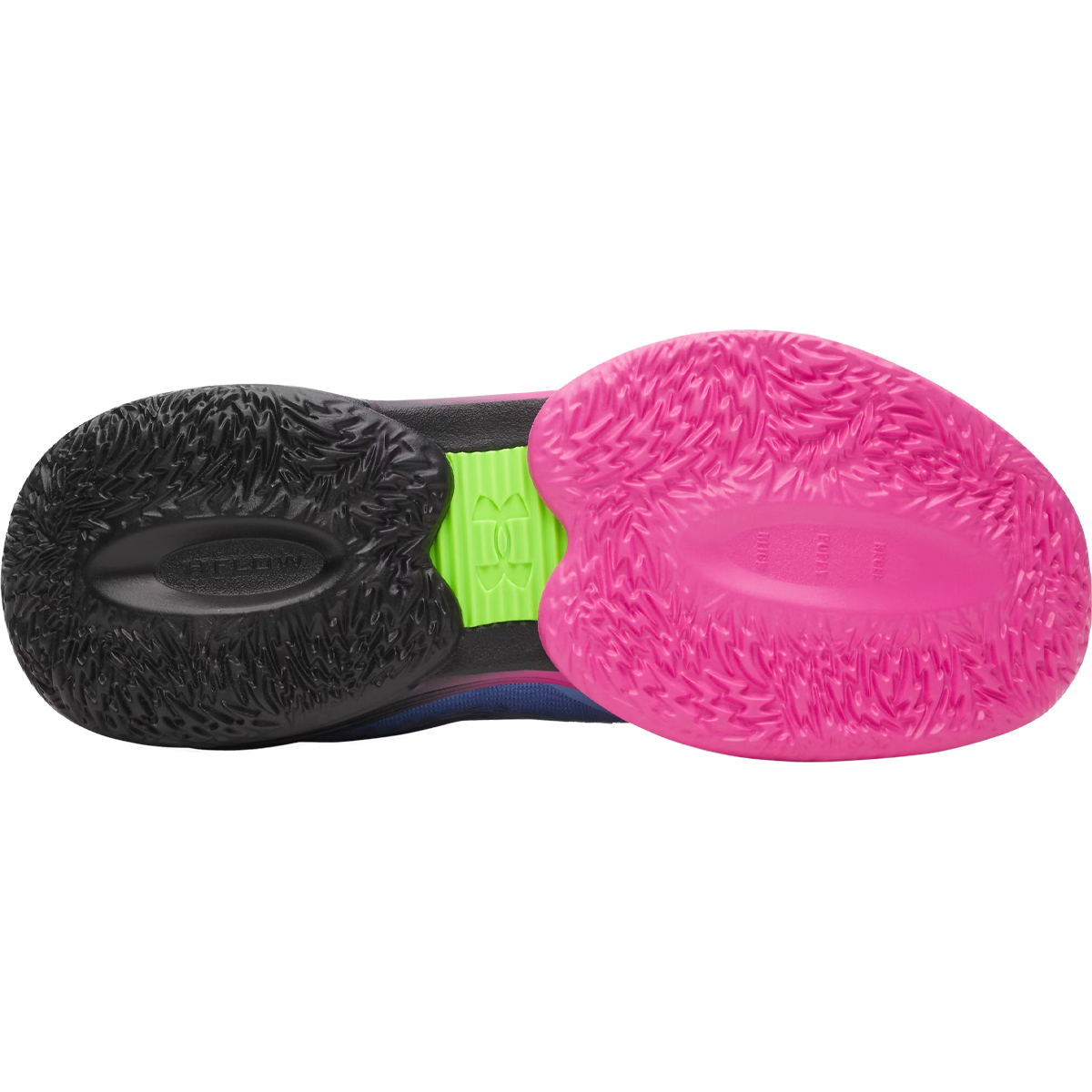 Under Armour D Fox 3 in Black Horizon Blue Hypergreen bottom view