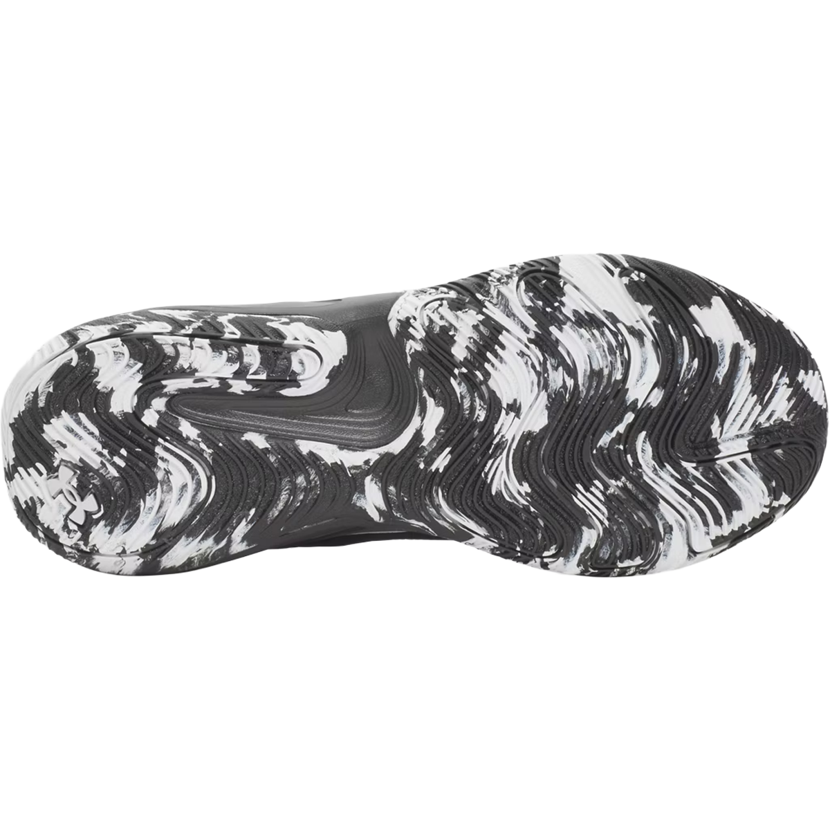 Under Armour Lockdown 8 in Black White White bottom view