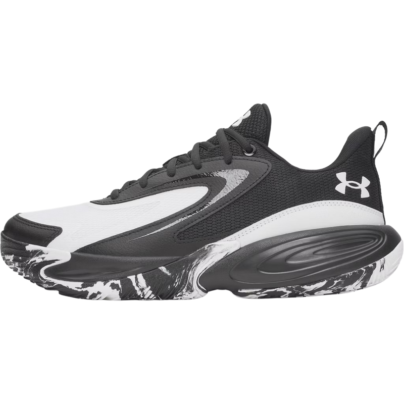 Under Armour Lockdown 8 in Black White White lateral left facing