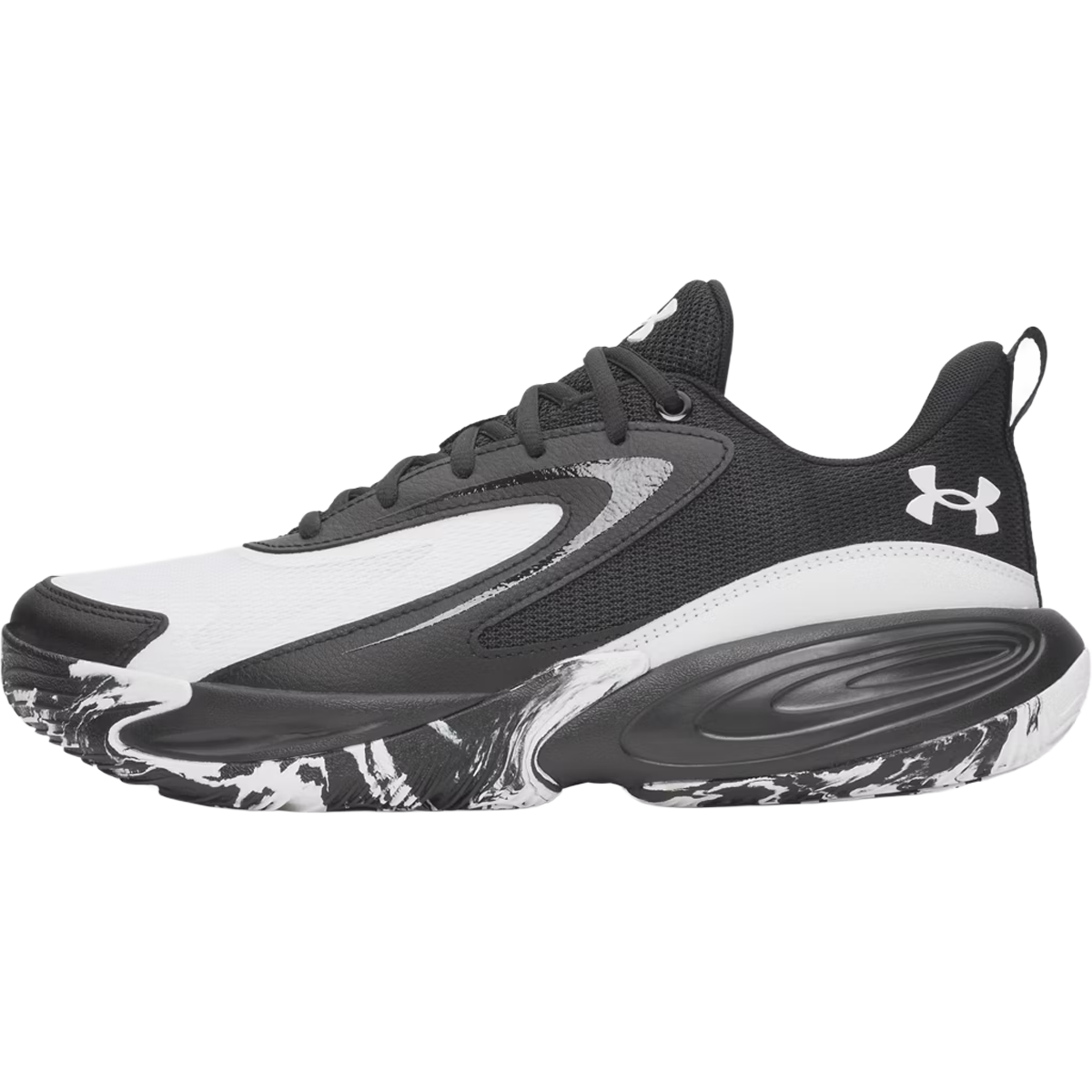 Under Armour Lockdown 8 in Black White White lateral left facing