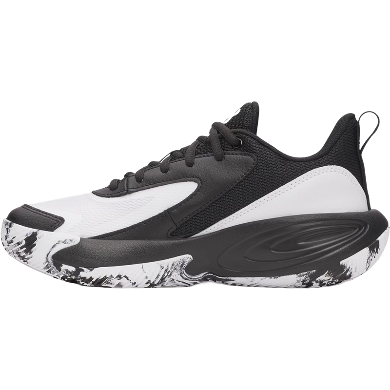 Under Armour Youth Lockdown 8 Pre-School Black White White left facing