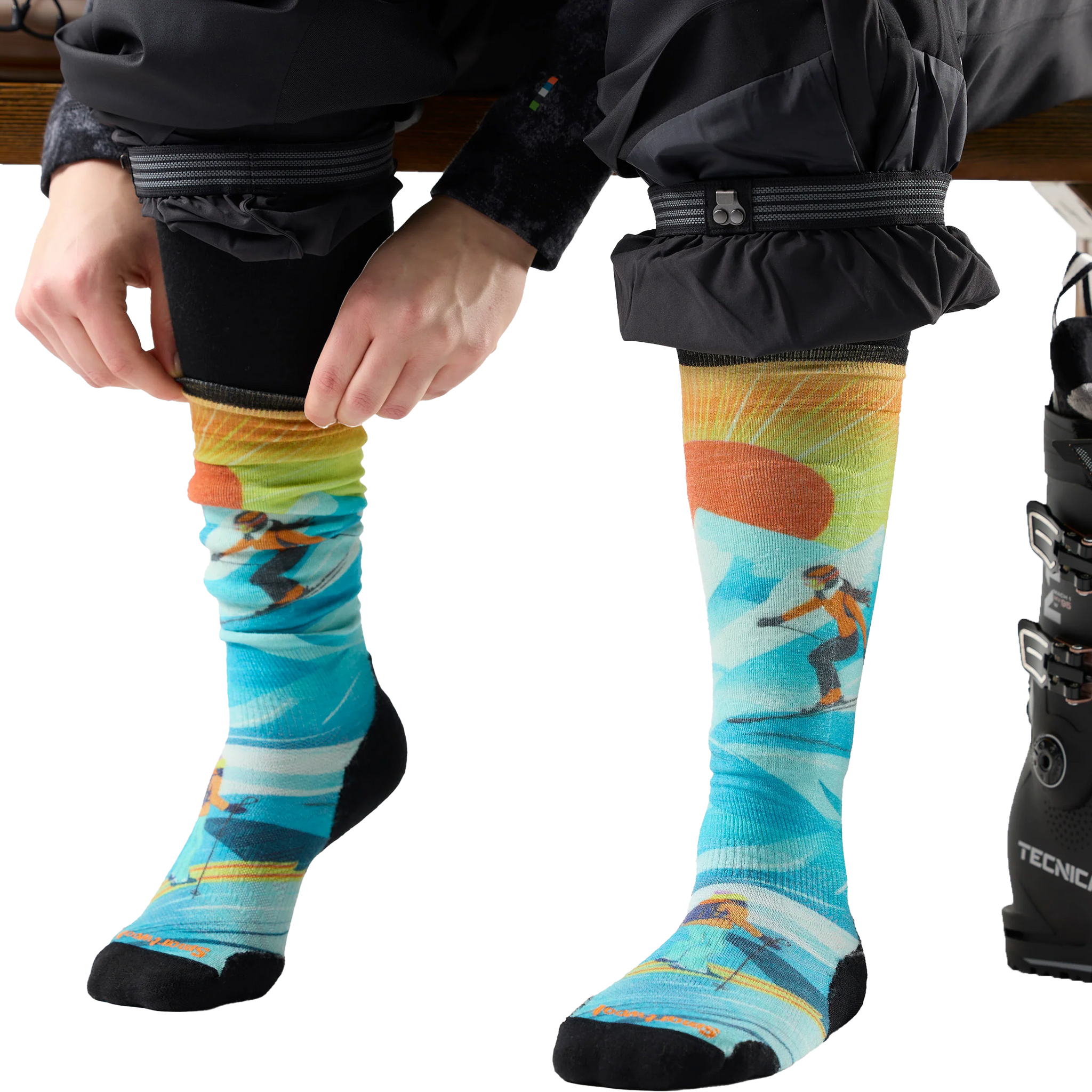 Women's Ski Targeted Cushion Steep Days Print OTC Socks alternate view
