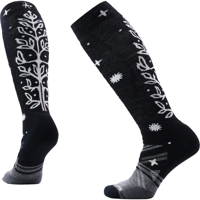 Smartwool Women's Ski Full Cushion Ice Blossom OTC Socks in Black