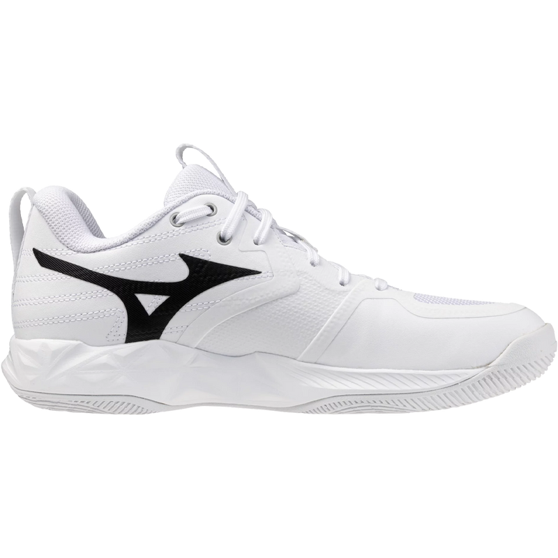 Mizuno Women's Wave Momentum 4 Pro in White Black right facing