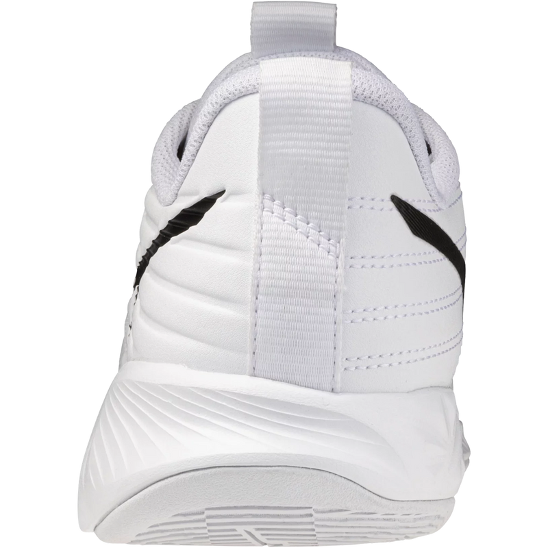 Mizuno Women's Wave Momentum 4 Pro in White Black heel view