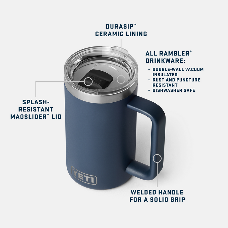 Yeti Rambler 24 oz Ceramic Lining Mug 2.0 Features Graphic