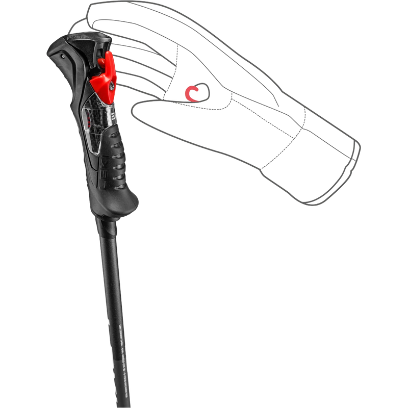 Leki Carbon 14 TR in Black/White diagram showing glove loop attachment point