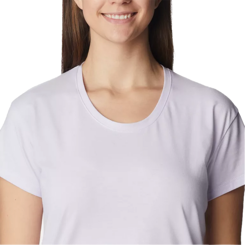 Women's Sun Trek Short Sleeve Tee, Columbia Women's Sun Trek Short Sleeve Tee 568-PURPLE TINT HEATHER collar