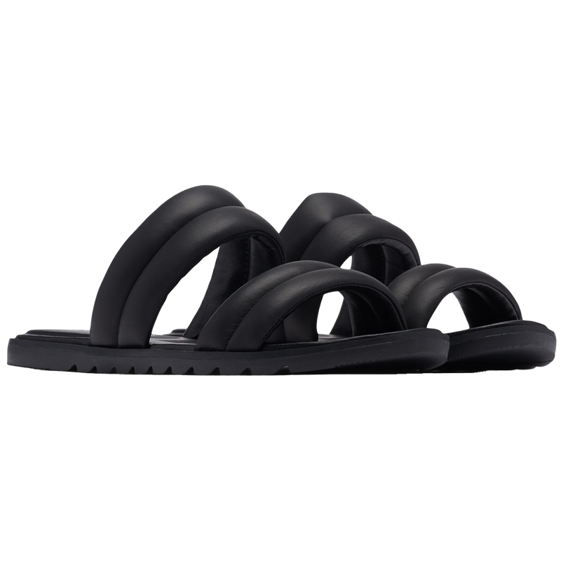 Women's Ella II Puff Slide, Sorel Women's Ella II Puff Slide 010-Black/Sea Salt pair