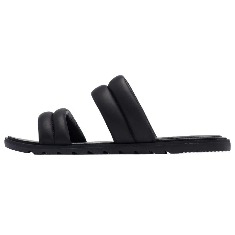 Women's Ella II Puff Slide, Sorel Women's Ella II Puff Slide 010-Black/Sea Salt left