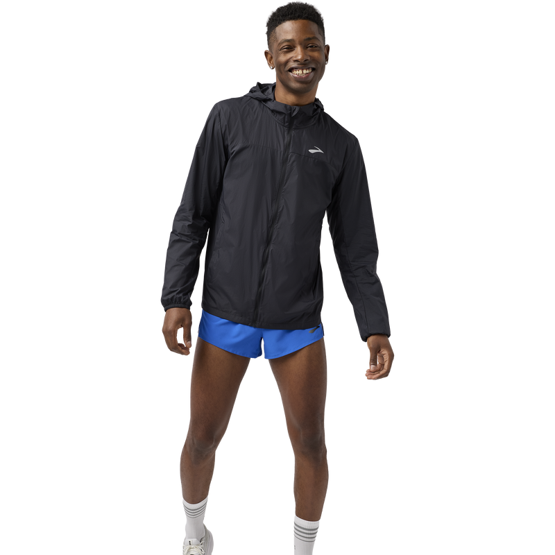 Men's Canopy Packable Jacket, Brooks Men's Canopy Packable Jacket in 052-Black front