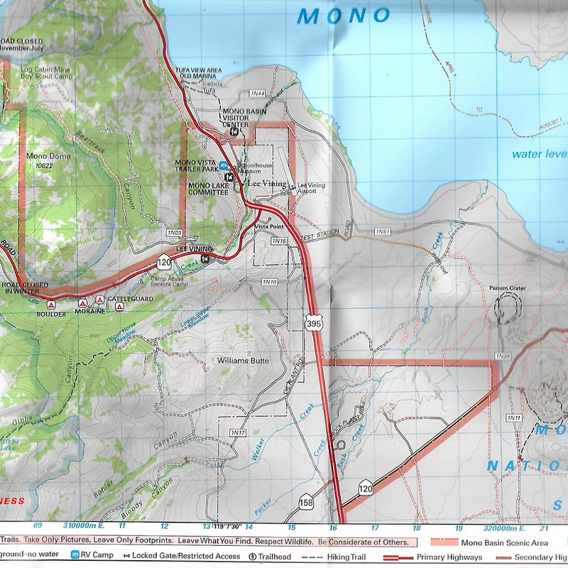 Mono Lake, Tom Harrison Maps Mono Lake detail