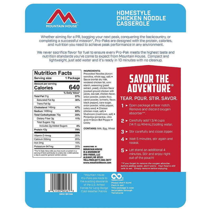 Chicken Noodle Casserole Pro Pak, Mountain House Chicken Noodle Casserole Pro Pak back