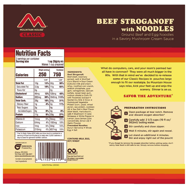 Beef Stroganoff with Noodles, Mountain House Beef Stroganoff with Noodles