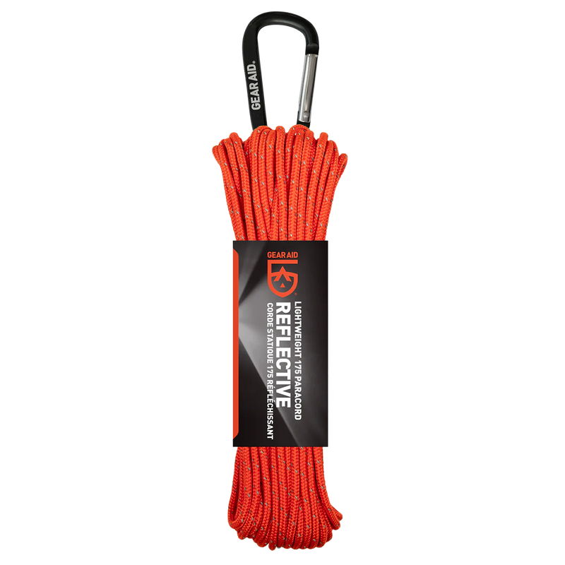 Light-Duty 175 Paracord 100 ft, Gear Aid 175 Paracord 100 ft Orange Reflective in package