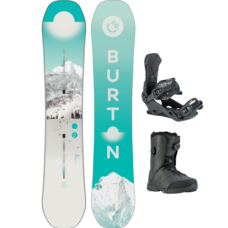 Burton Women's Feelgood Flying V Demo Snowboard Package, Featured Image