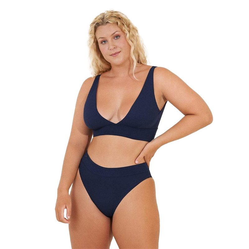 Women's Suzy Q High Rise Bikini Bottom, Maaji W Suzy Q Bottom in Indigo Blue