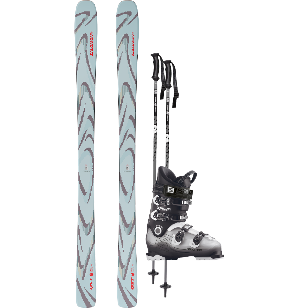 salomon freeride ski 2014 Salomon QST 94 Iced Aqua Demo Ski Package – Sports Basement