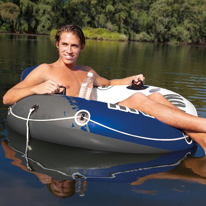 Intex River Run Inflatable Floating Tube, Intex River Run Inflatable Floating Tube with person on water