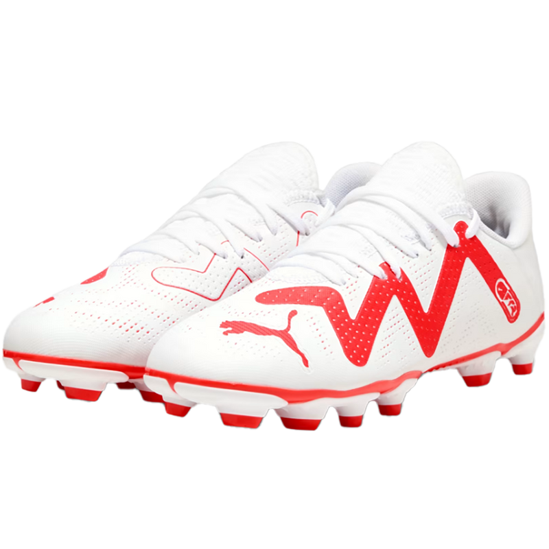 Youth Future Play FG/AG, Puma Youth Future Play FG/AG F23 01-White/Fire Orchid pair front left