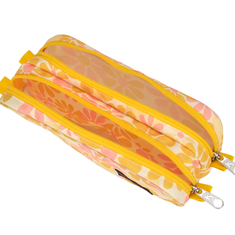 Large Accessory Pouch, Jansport Large Accessory Pouch AI7-Skip Daisy Yellow top unzipped