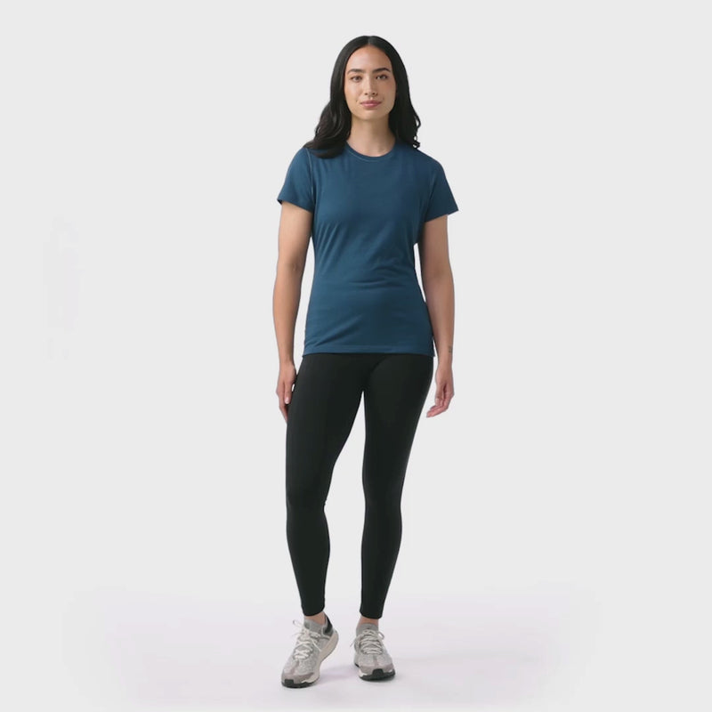 Women's Merino Short Sleeve Tee, Smartwool Women's Merino Short Sleeve Tee in G74 Twilight Blue Movie