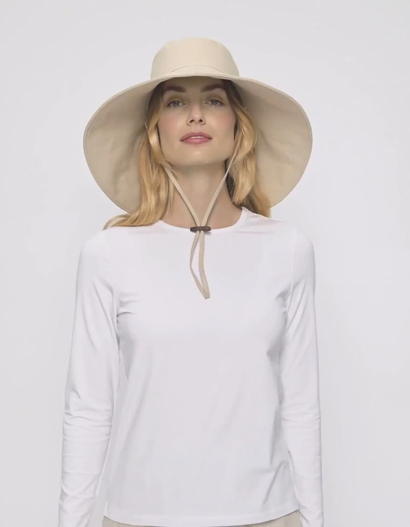 Women's Ultra Wide Cotton Linen Hat UPF 50+, Solbari Women's Ultra Wide Cotton Linen Hat UPF 50+