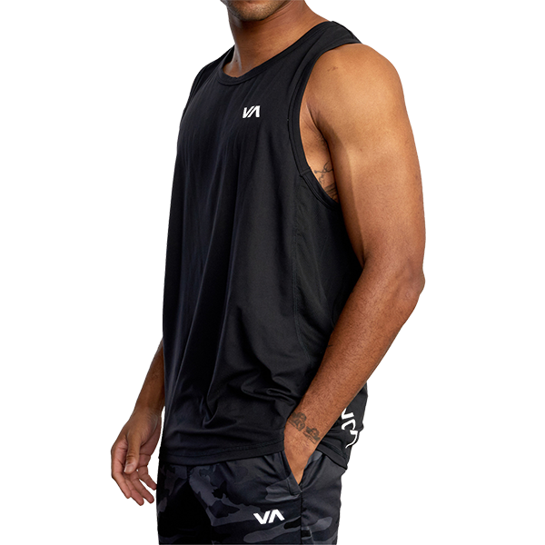 Men's Sport Vent Sleeveless, RVCA Men's Sport Vent Sleeveless Black Alt View Model Side