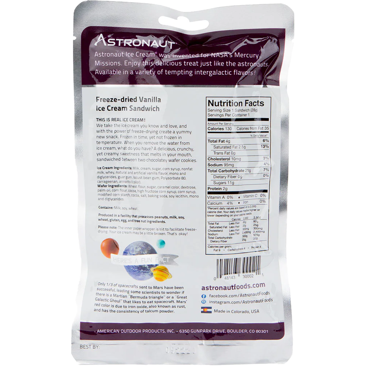 Freeze-dried Ice Cream Sandwich (1 Serving) alternate view