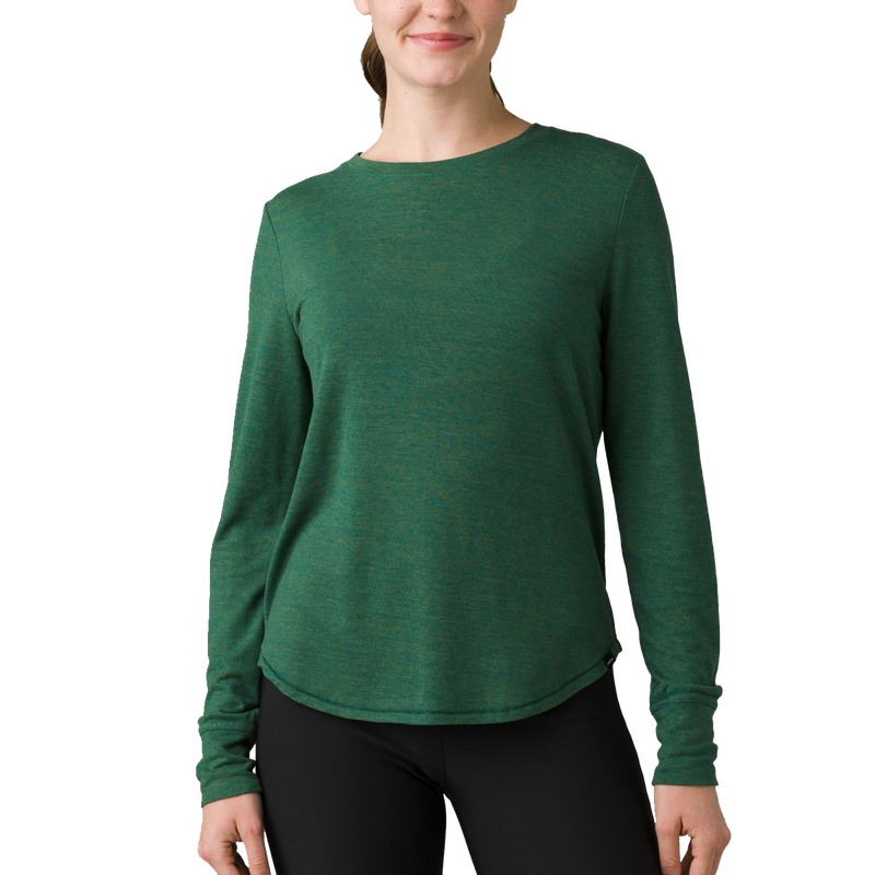 Women's Cozy Up Long Sleeve Tee, prAna Women's Cozy Up Long Sleeve Tee 300-Deep Pine Heather