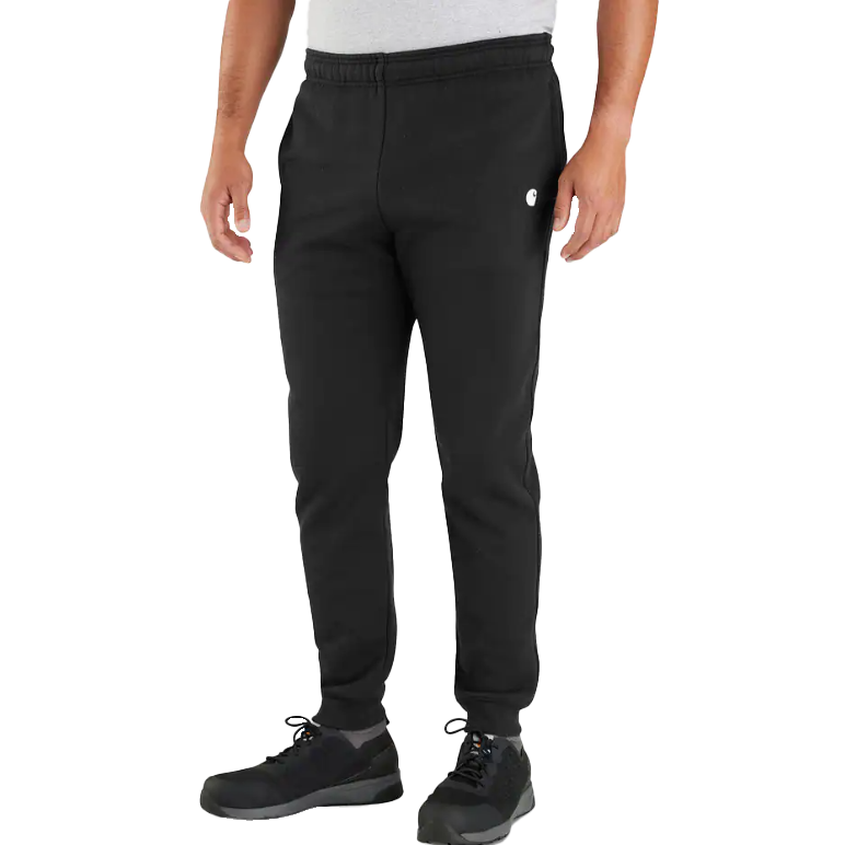 Men's Midweight Tapered Sweatpant, Carhartt Men's Midweight Tapered Sweatpant BLK-Black on model